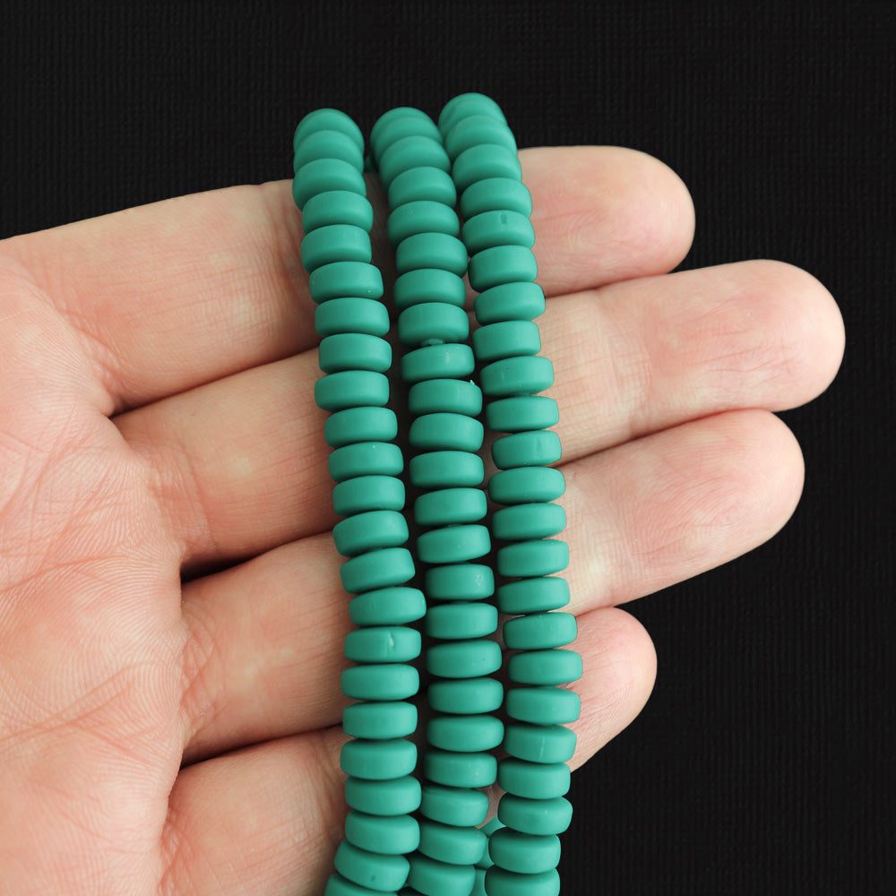 Abacus Polymer Clay Beads 4mm x 7mm - Emerald Green - 1 Strand 110 Bea